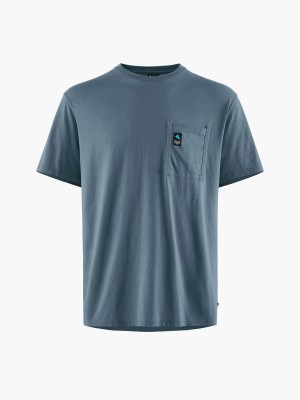 Men Klättermusen Runa Pocket T-Shirt Blue | 91428XRDP