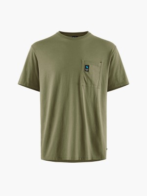 Men Klättermusen Runa Pocket T-Shirt Green | 67082EOTH