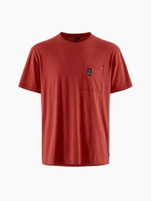 Men Klättermusen Runa Pocket T-Shirt Red | 35491FGDT