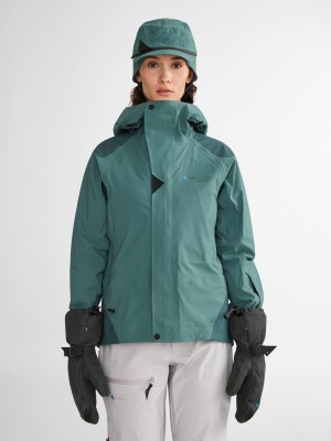 Women Klättermusen Allsvinn Waterproof Jackets Green | 24906SKIT