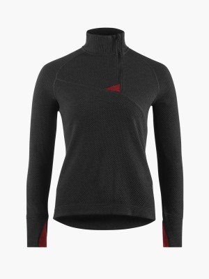 Women Klättermusen Huge Sweater Black Red | 59728YFDU