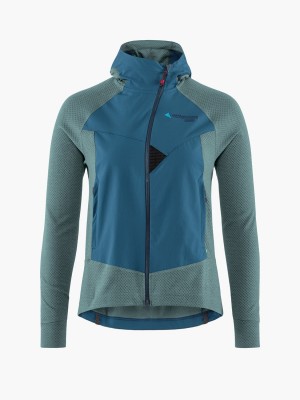 Women Klättermusen Hugin Fleece Green Blue | 94635MGKZ