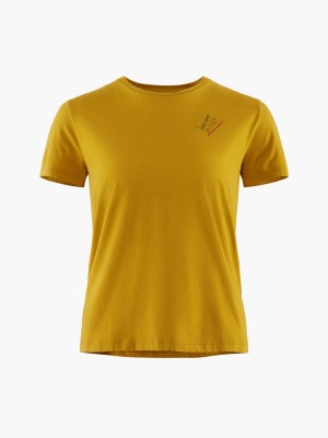 Women Klättermusen Runa Endeavour T-Shirt Gold | 03214LAOB