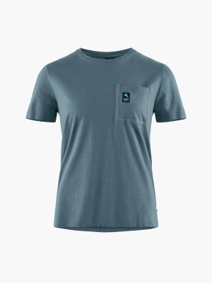 Women Klättermusen Runa Pocket T-Shirt Blue | 58074QDGW