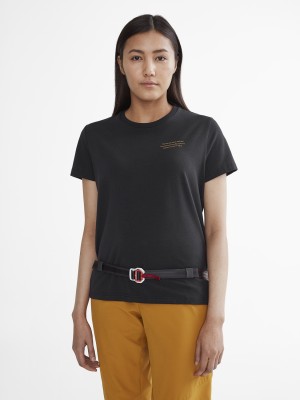 Women Klättermusen Runa Statement T-Shirt Black | 07395TVYO