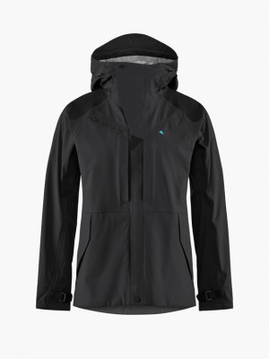 Women Klättermusen Skirner Waterproof Jackets Black | 07163BQEP