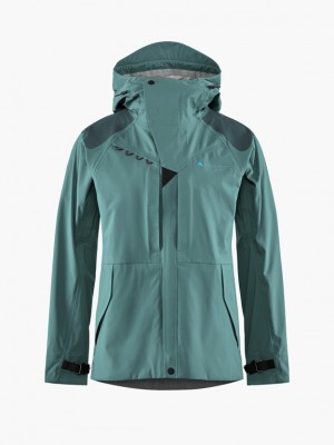 Women Klättermusen Skirner Waterproof Jackets Green | 61205FVST