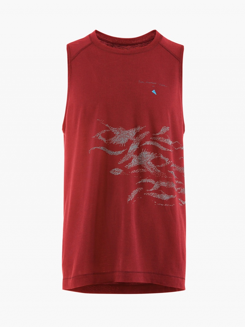 Men Klättermusen 125 Lignum Britta Tanktop T-Shirt Red | 94150DBKI