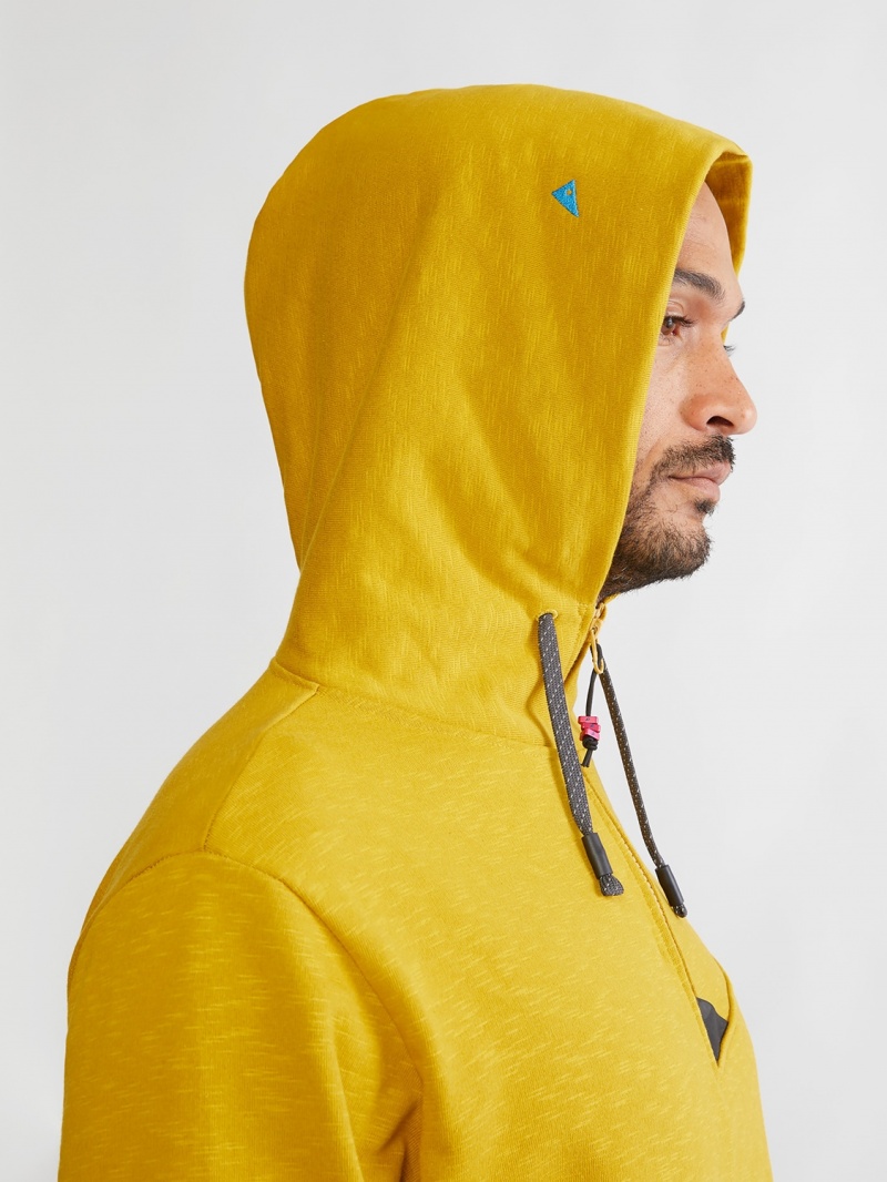 Men Klättermusen Alfsol Half Zip Hoodie Britta Fleece Gold | 61598XEDB