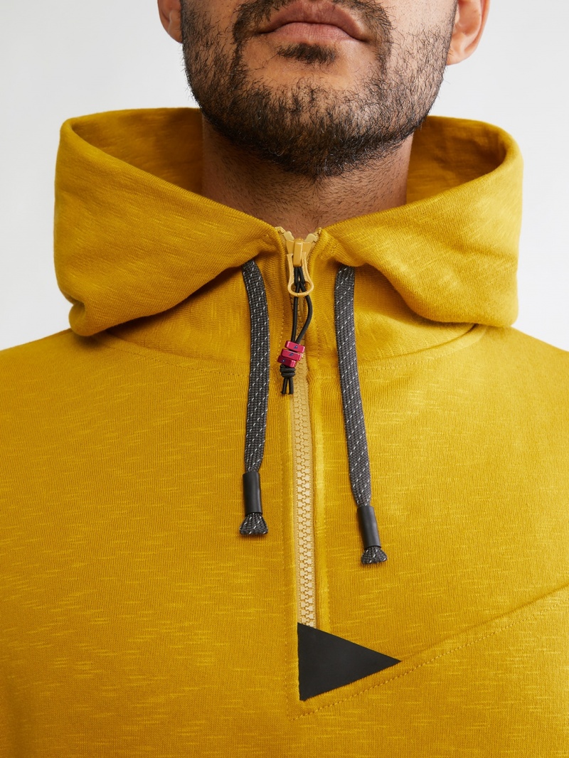 Men Klättermusen Alfsol Half Zip Hoodie Britta Fleece Gold | 61598XEDB