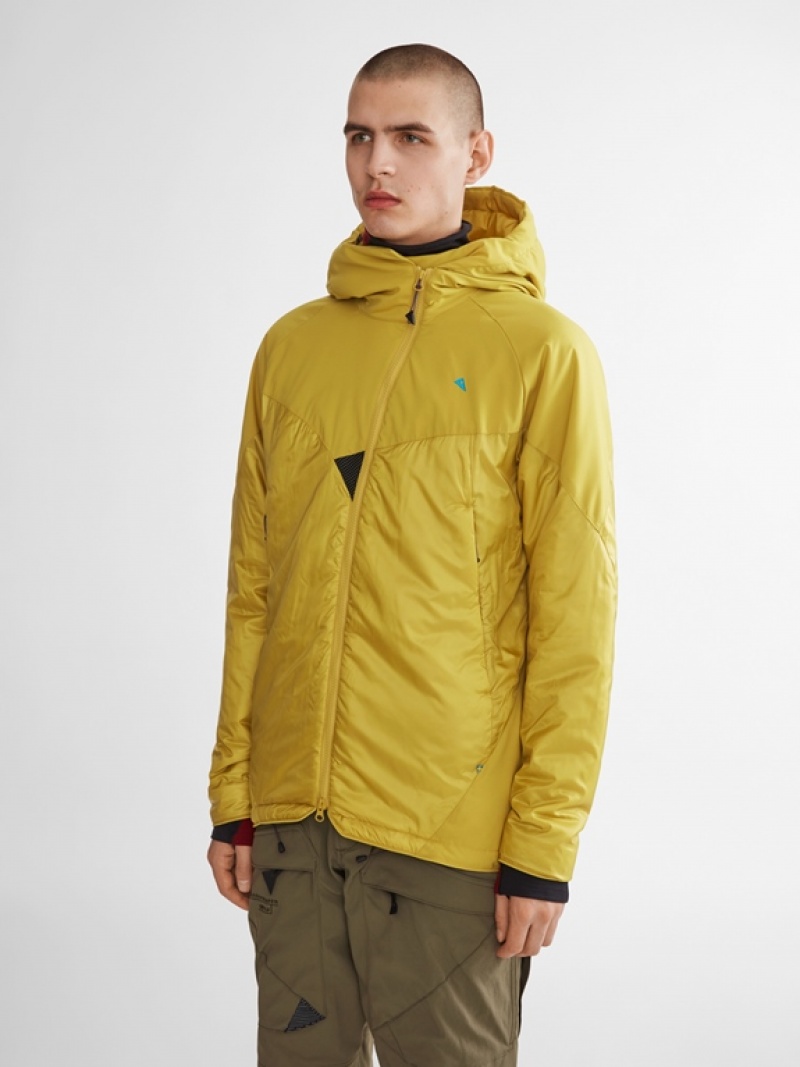 Men Klättermusen Alv Down Jackets Yellow | 06143MPUH