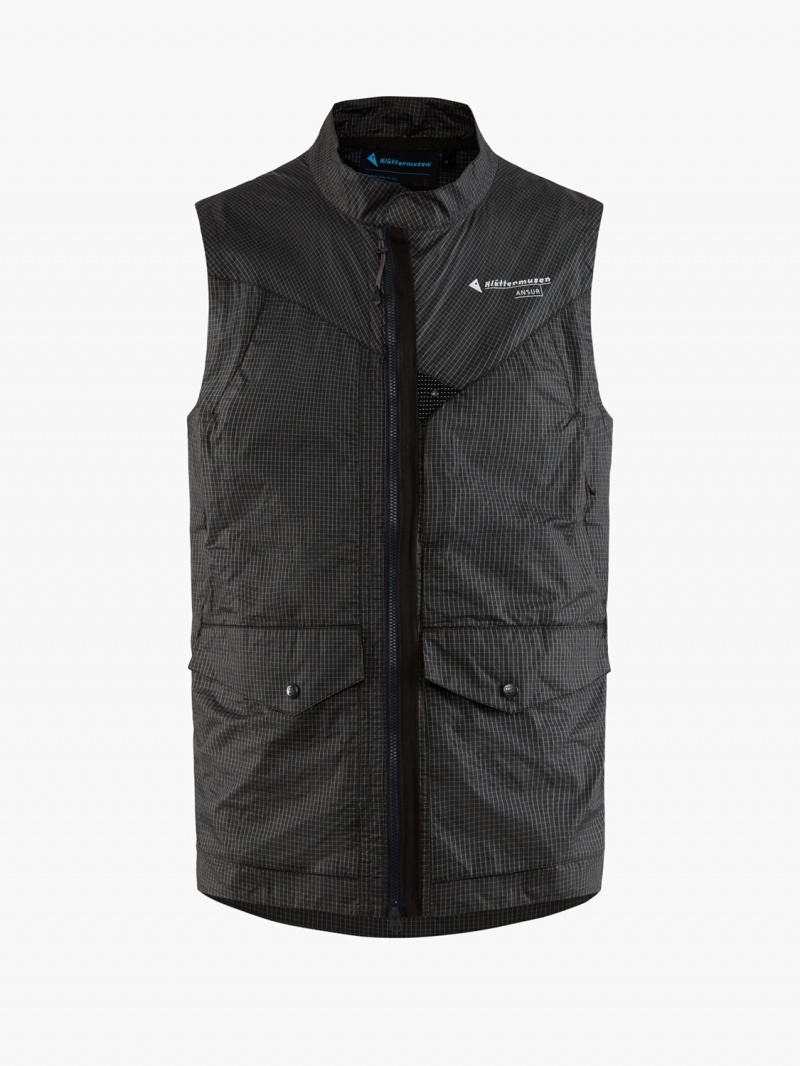 Men Klättermusen Ansur Vest Black | 73621EDOF