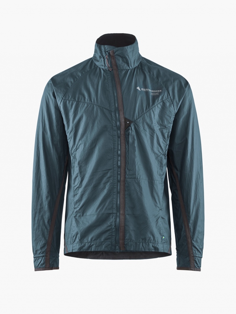 Men Klättermusen Ansur Wind Jacket Blue | 36740DGAI