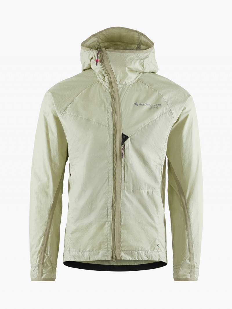 Men Klättermusen Ansur Wind Jacket Green Silver | 42569OGXU