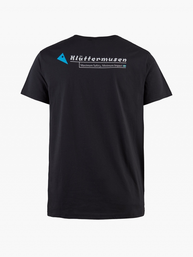 Men Klättermusen Association T-Shirt Black | 93264QGJR