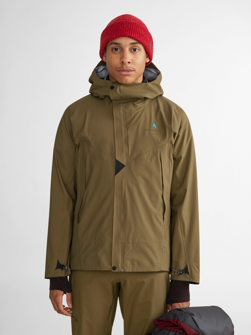 Men Klättermusen Asynja Waterproof Jackets Olive | 08692WZYA