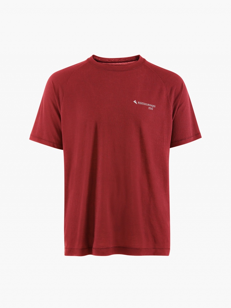 Men Klättermusen Groa T-Shirt Red | 37209XHOR