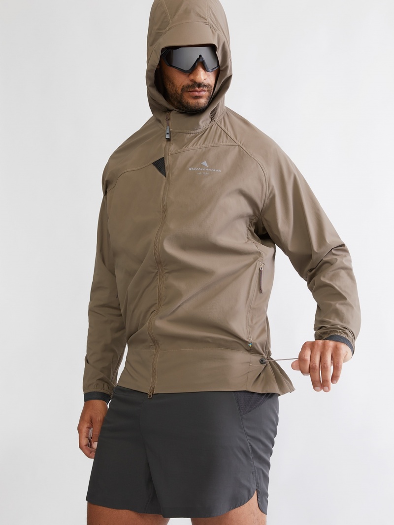 Men Klättermusen Nal Wind Jacket Dark Khaki | 13802JHXD