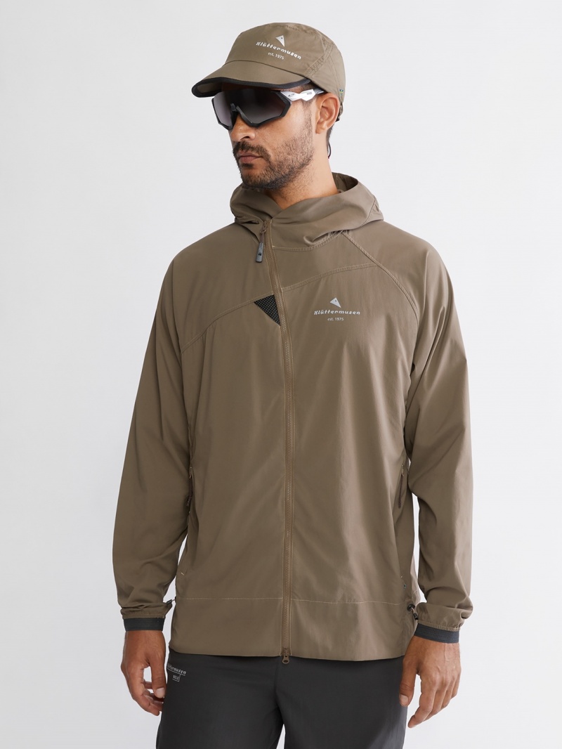 Men Klättermusen Nal Wind Jacket Dark Khaki | 13802JHXD