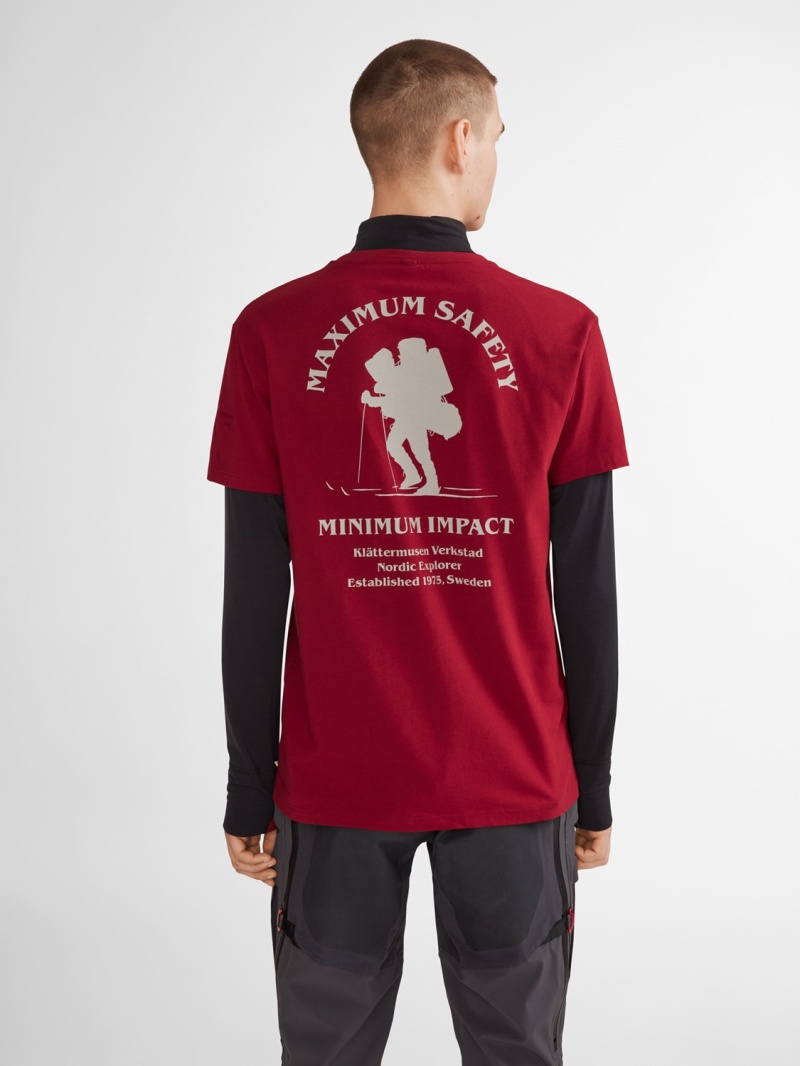 Men Klättermusen Nordic Explorer T-Shirt Red | 80279RSTD