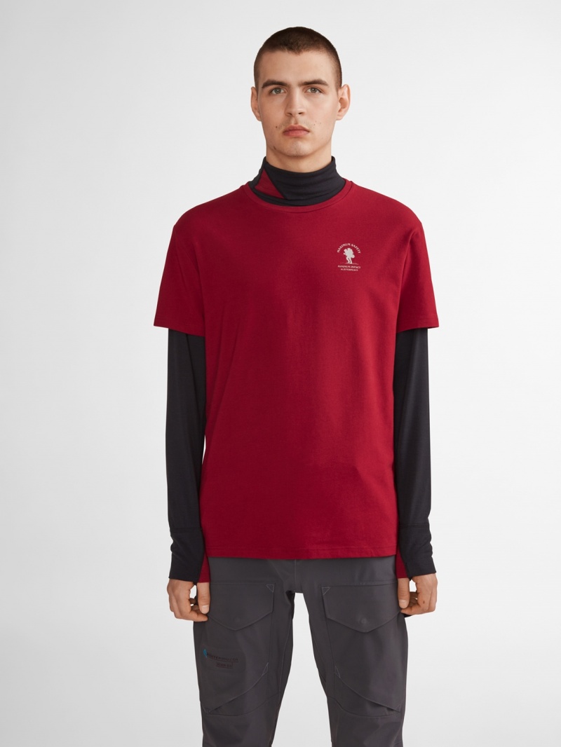 Men Klättermusen Nordic Explorer T-Shirt Red | 80279RSTD