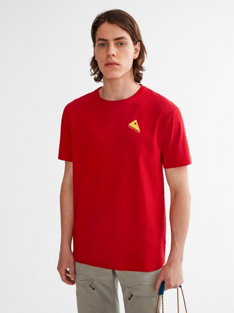 Men Klättermusen Runa Commitment T-Shirt Red | 63514DVXE