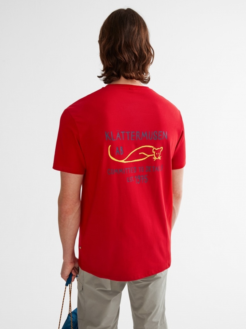 Men Klättermusen Runa Commitment T-Shirt Red | 63514DVXE