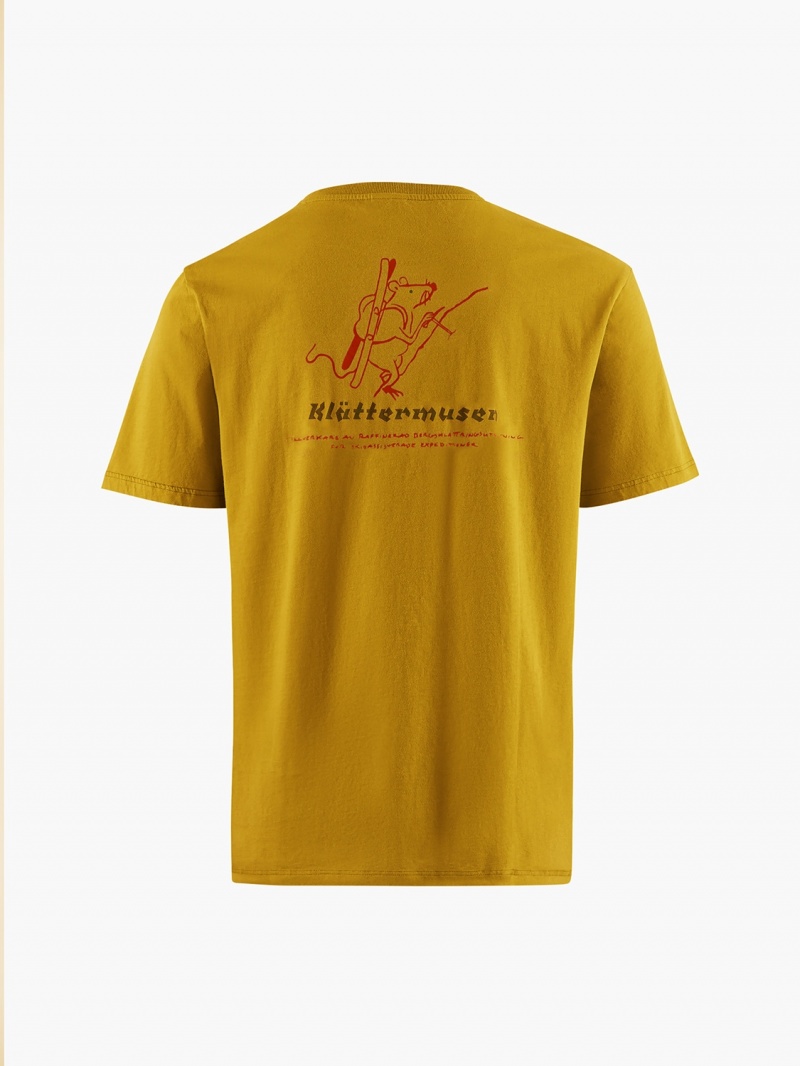 Men Klättermusen Runa Endeavour T-Shirt Gold | 40957TNIQ