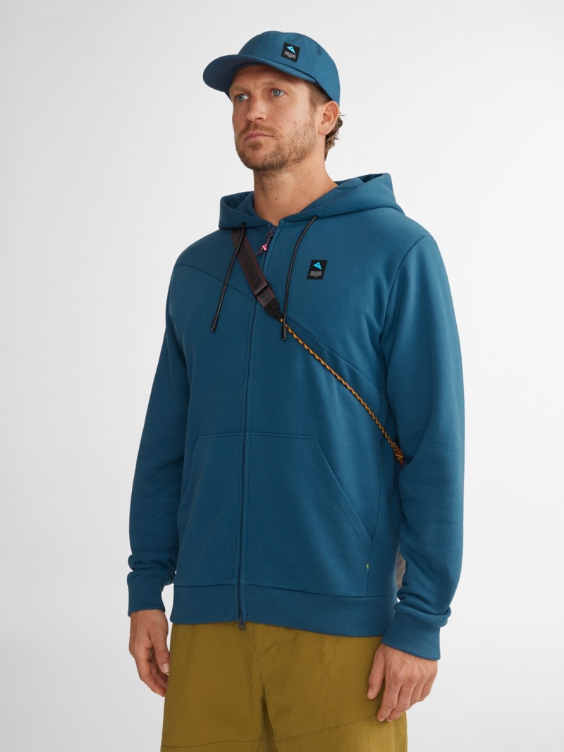 Men Klättermusen Runa Maker Zip Hoodie Sweater Blue | 12793HSJA