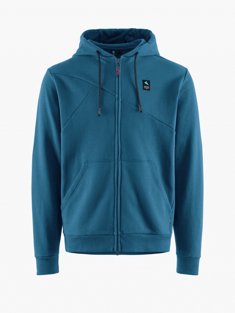 Men Klättermusen Runa Maker Zip Hoodie Sweater Blue | 21085NHIW