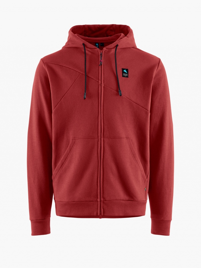 Men Klättermusen Runa Maker Zip Hoodie Sweater Red | 38760TQCG