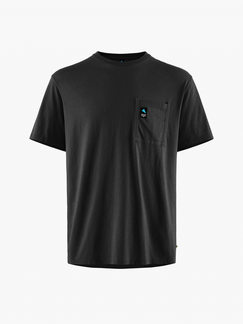 Men Klättermusen Runa Pocket T-Shirt Black | 80395PNLK