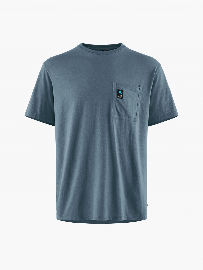 Men Klättermusen Runa Pocket T-Shirt Blue | 91428XRDP