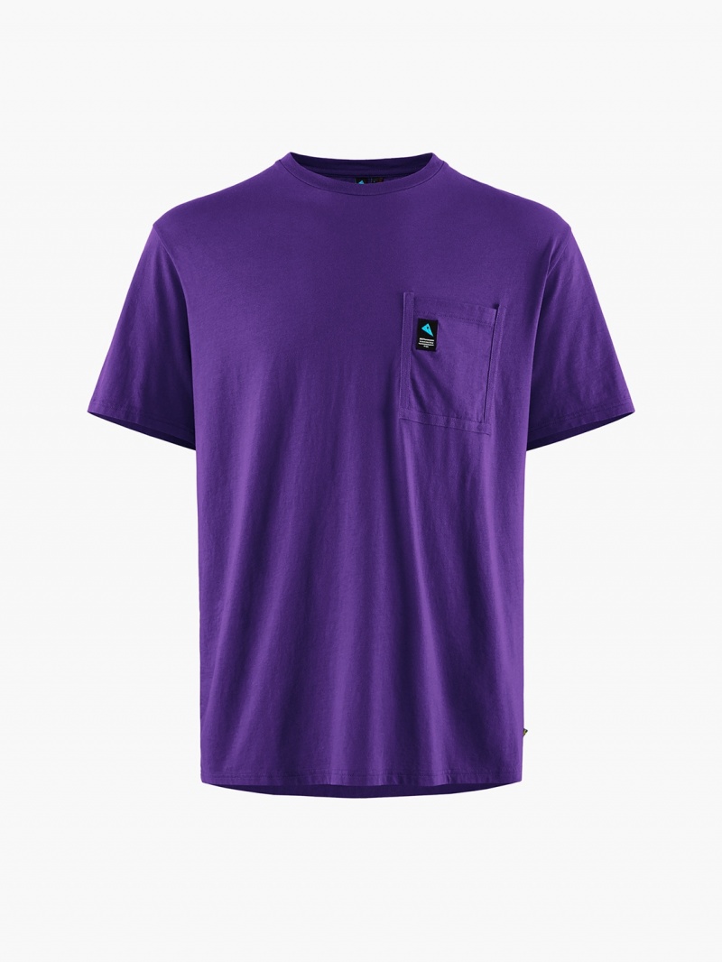 Men Klättermusen Runa Pocket T-Shirt Purple | 13827SQJF