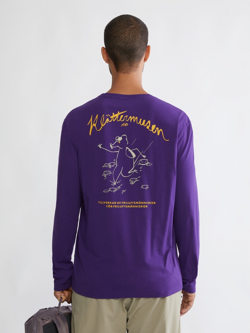 Men Klättermusen Runa Scrambling T-Shirt Purple | 86027MBOI