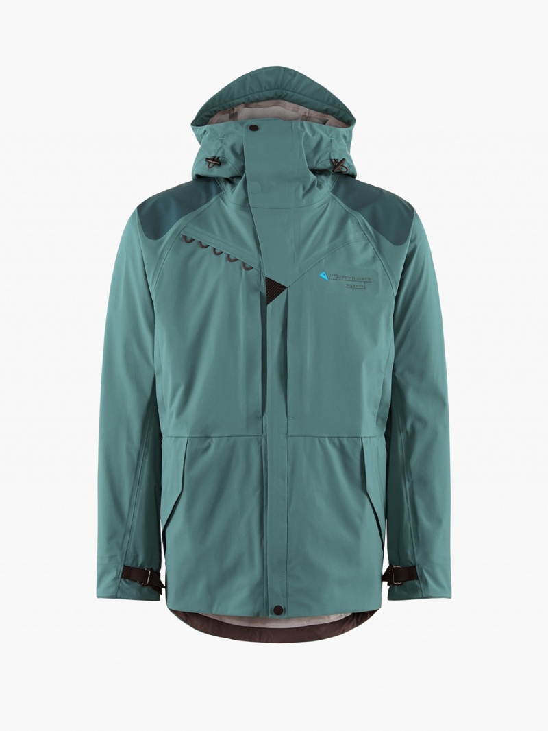 Men Klättermusen Skirner Waterproof Jackets Green | 63890BXTK