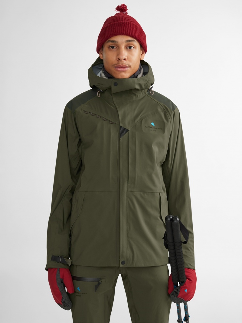 Men Klättermusen Skirner Waterproof Jackets Green | 78694NLMK