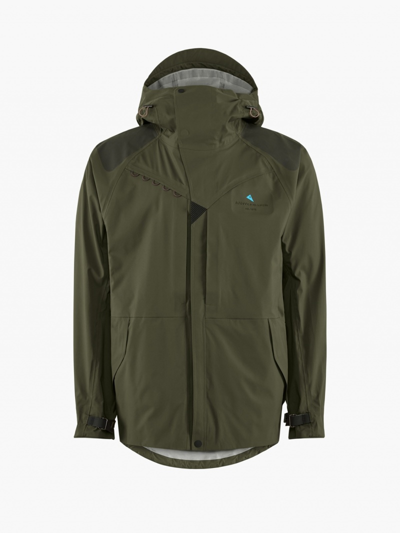 Men Klättermusen Skirner Waterproof Jackets Green | 78694NLMK