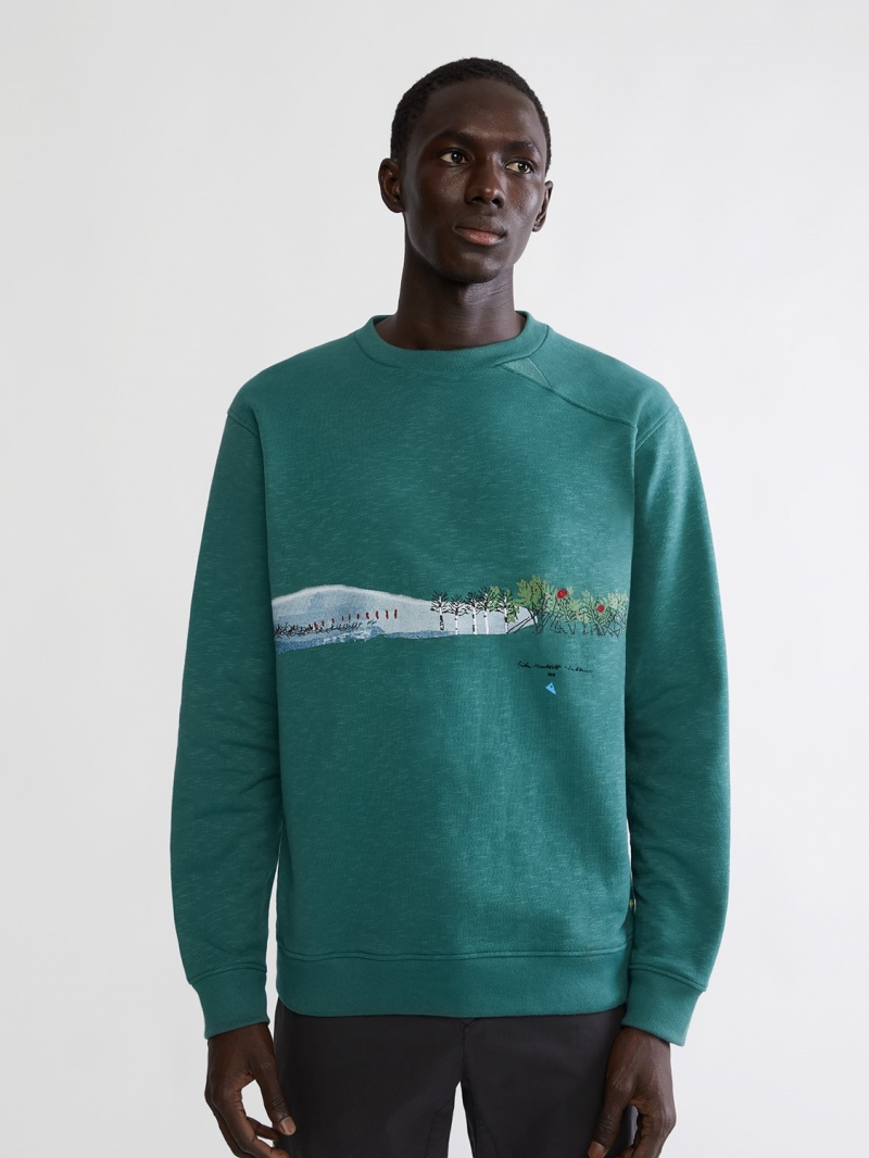 Men Klättermusen Turid Crew Sweater Britta Fleece Green | 95127HGMY