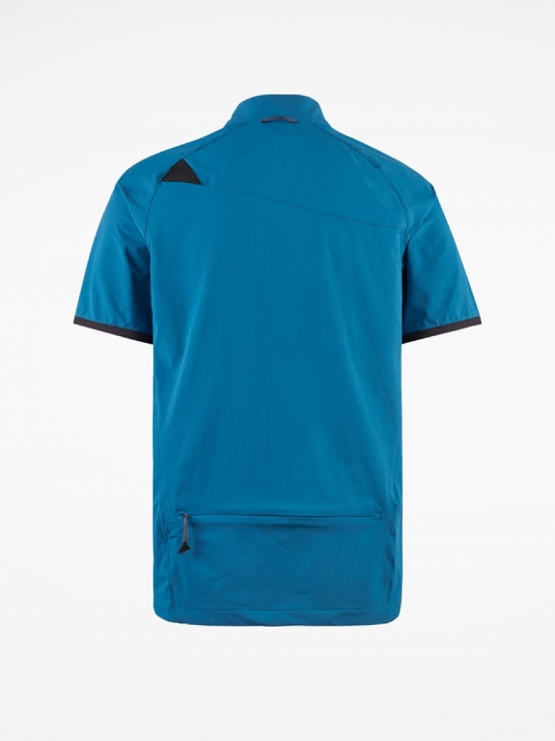 Men Klättermusen Vanadis T-Shirt Blue | 78502EIXN