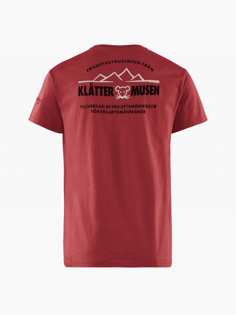 Men Klättermusen Verkstad 1990 T-Shirt Red | 17083FWYC