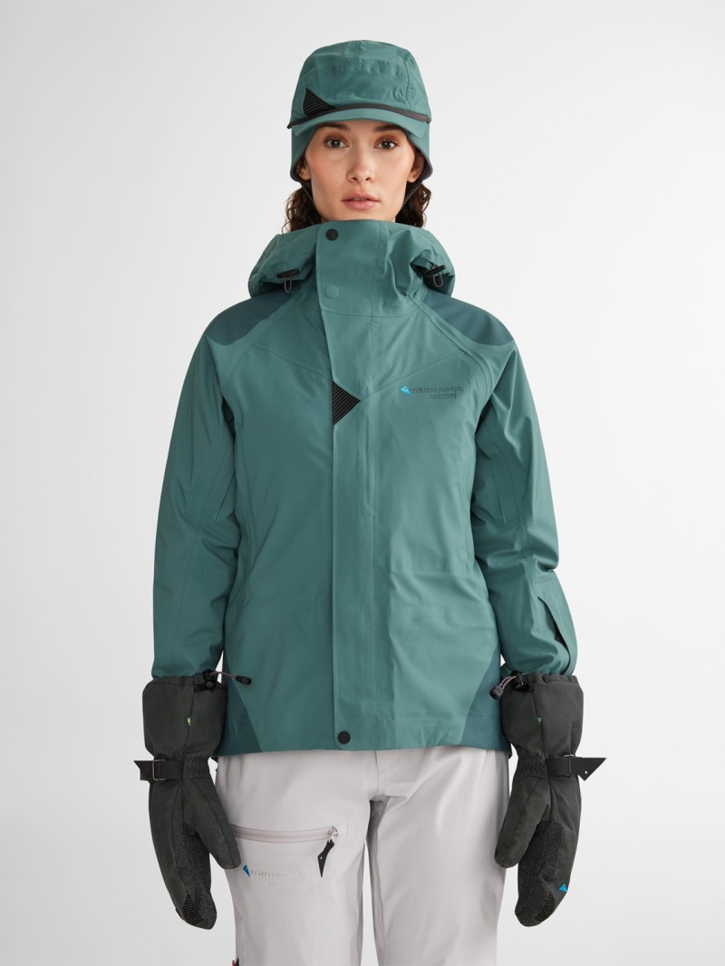 Women Klättermusen Allsvinn Waterproof Jackets Green | 24906SKIT