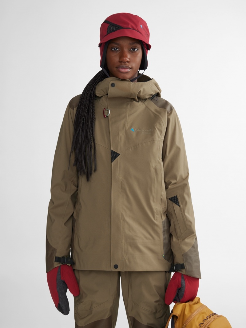 Women Klättermusen Brage 2.0 Waterproof Jackets Dark Khaki | 01627MHTF