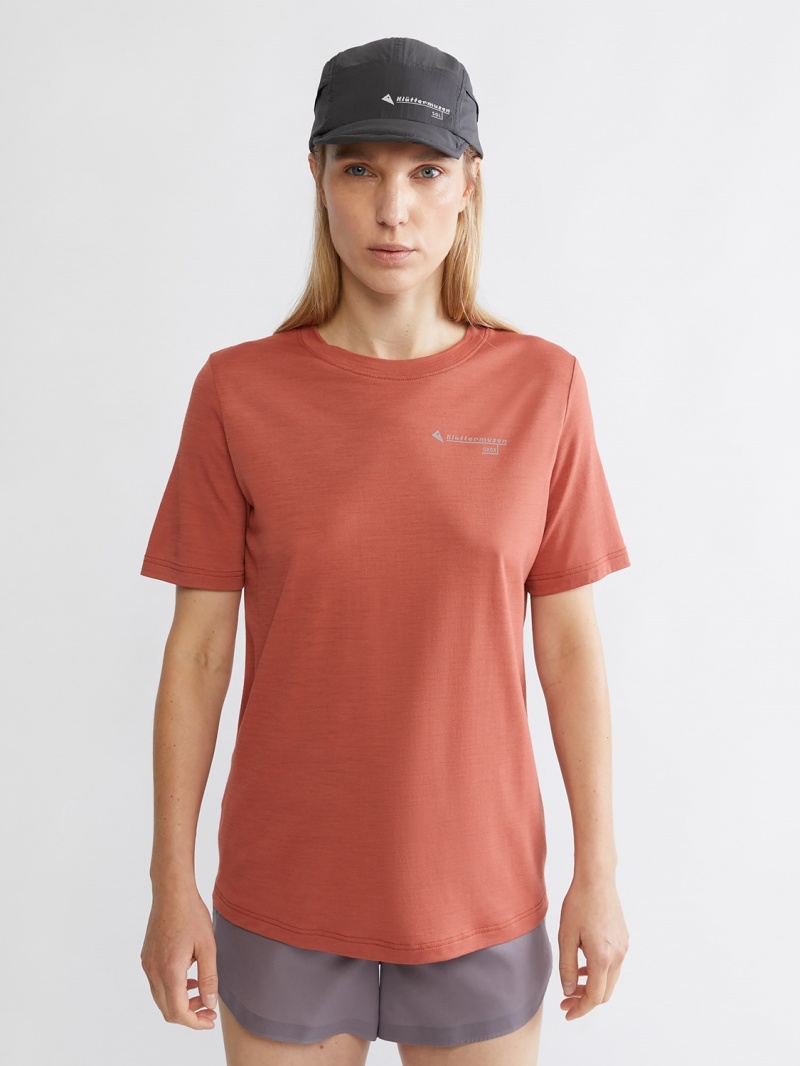 Women Klättermusen Dagr T-Shirt Red | 54863TAMX