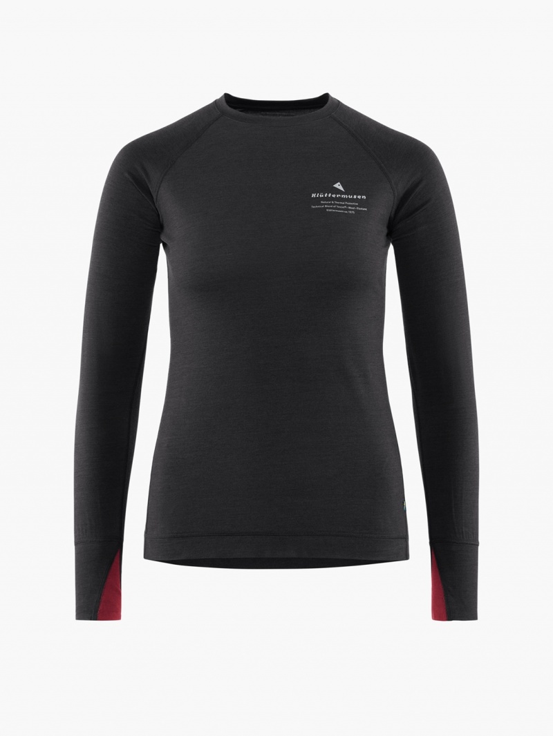 Women Klättermusen Fafne Baselayer Black | 06971UIYL