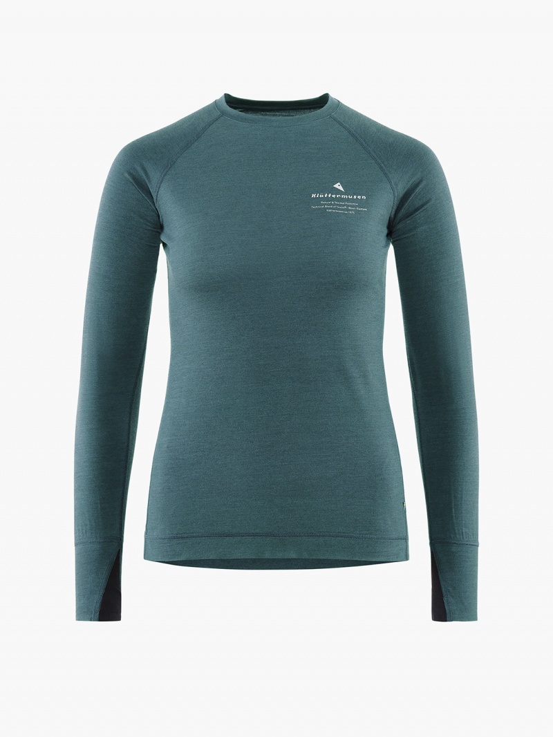 Women Klättermusen Fafne Baselayer Blue | 57183UTDH