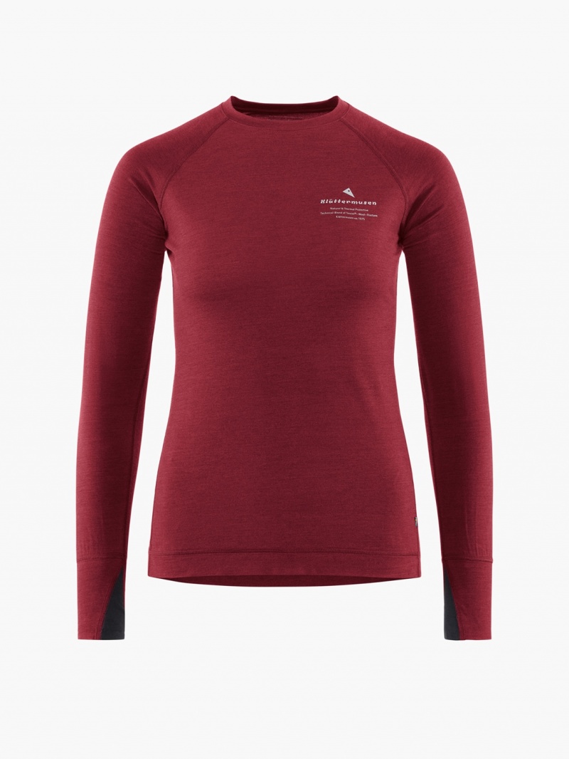 Women Klättermusen Fafne Baselayer Red | 56908NRQZ