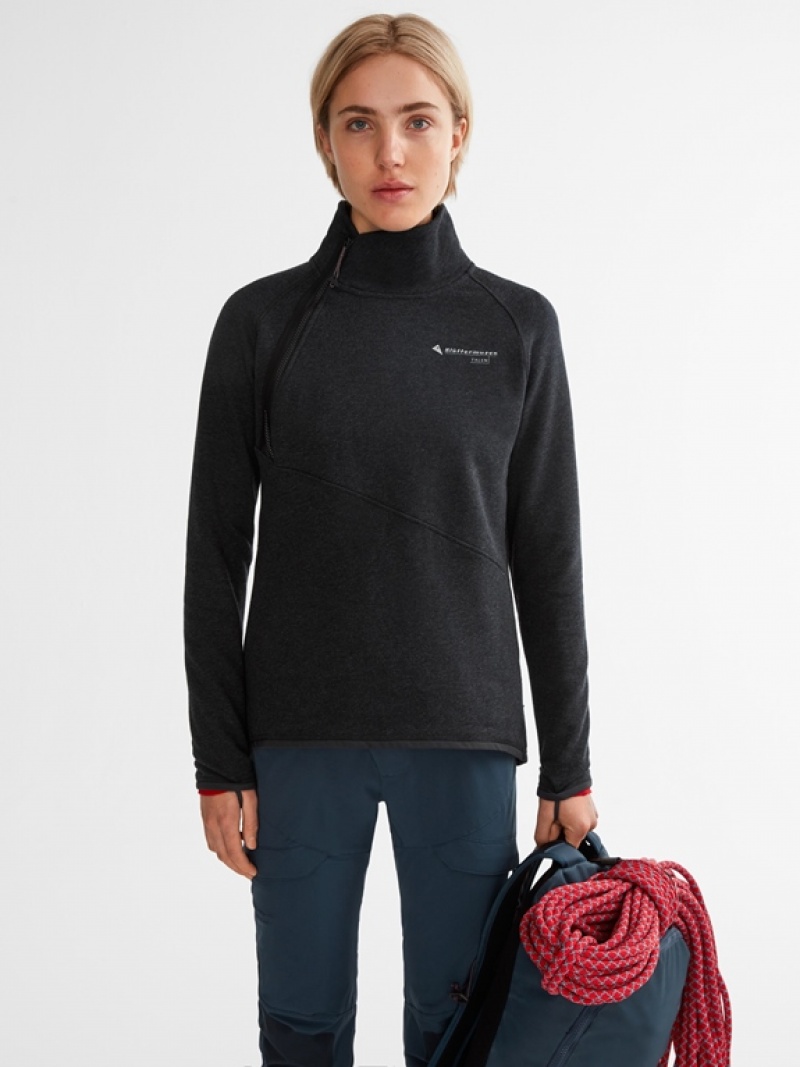 Women Klättermusen Falen Sweater Black | 89314YFLV