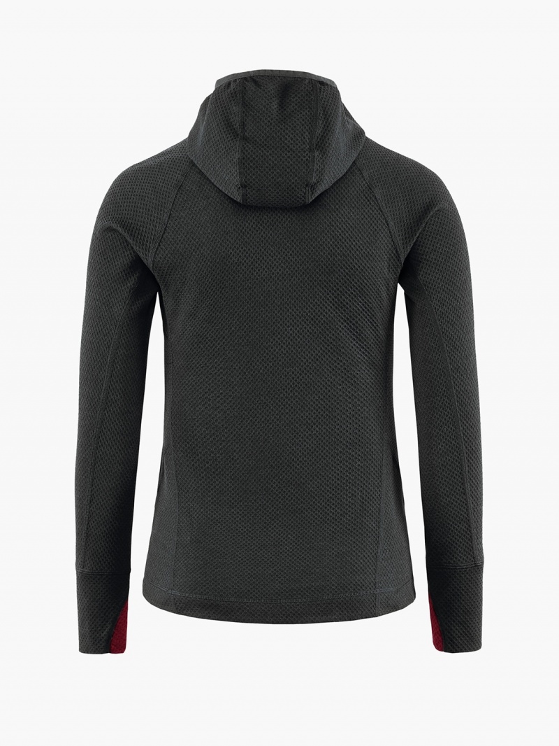 Women Klättermusen Huge Hoodie Black Red | 41620BFVN