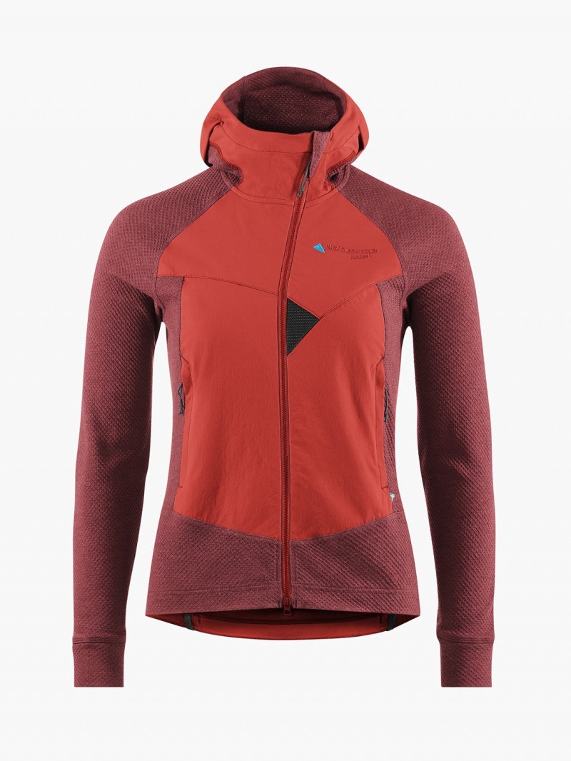 Women Klättermusen Hugin Fleece Red | 62359JZBA